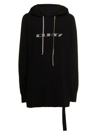 RICK OWENS DRKSHDW RICK OWENS DRKSHDW LOGO PRINTED DRAWSTRING HOODIE