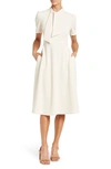 Maggy London Short Sleeve Necktie Midi Dress In Horn