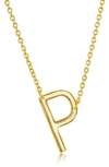 Simona Gold Plated Sterling Silver Sideways Initial Necklace In Gold - P