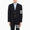 THOM BROWNE BLUE SINGLE-BREASTED JACKET WITH STRIPES DETAIL