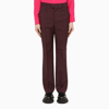 VALENTINO BORDEAUX WOOL AND MOHAIR TROUSERS