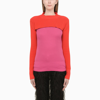 SACAI ORANGE AND FUCHSIA BI-COLOUR KNITTED TOP