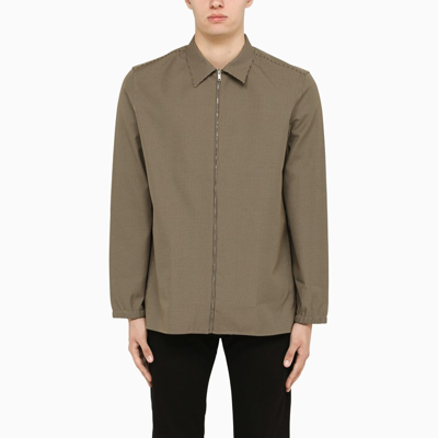 Givenchy Checked Zip Shirt In Brown In Beige