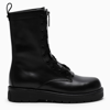 Valentino Xcombat Leather Boots In Black