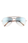 Ray Ban 58mm Aviator Sunglasses In Rose Gold/clear Gradient Blue