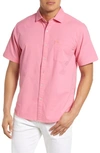 Tommy Bahama Nova Wave Stretch Short Sleeve Seersucker Button-up Shirt In Pink Confetti