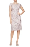 Alex Evenings Floral Embroidered A-line Soutache Dress In Blush