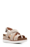 Clarks Lizby Cross Strap Platform Wedge Sandal In Sand Suede