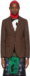 RAF SIMONS BROWN COTTON BLAZER