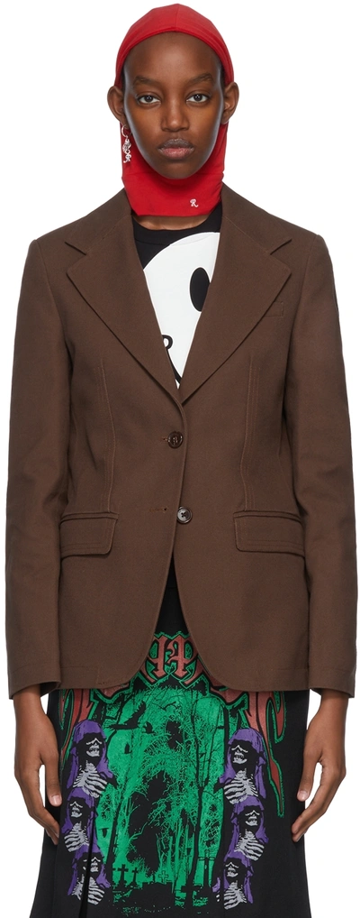 Raf Simons Brown Cotton Blazer In 0060 Brown