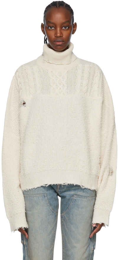 Amiri Off-white Cashmere Sweater In 271 Alabaster