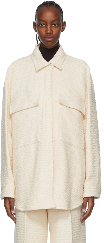 Amiri Oversize Chest Pocket Detail Jacquard Workwear Shirt In Neutral