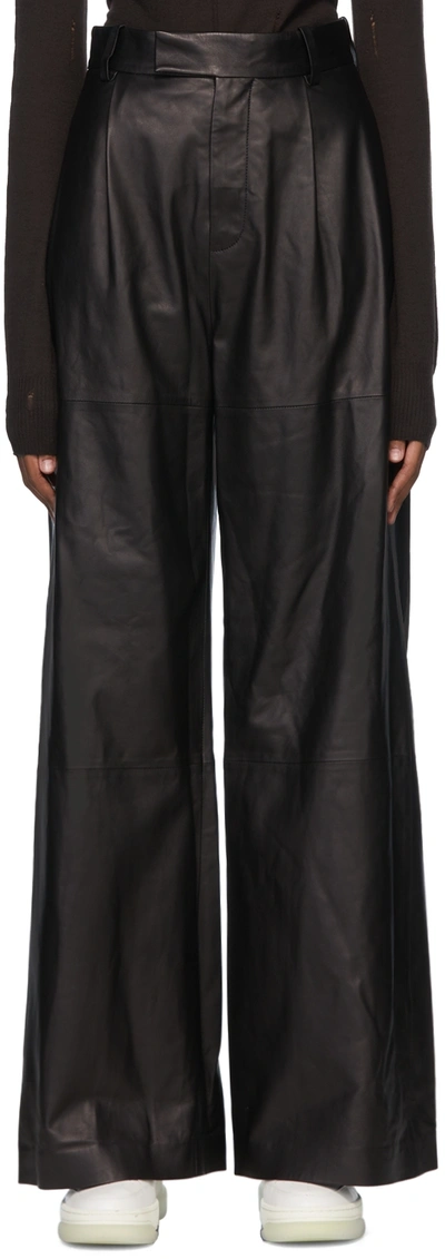 Amiri Pleated Leather Wide-leg Pants In Nero