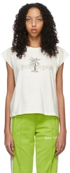 Palm Angels Off-white Cotton Tank-top In Off White Black
