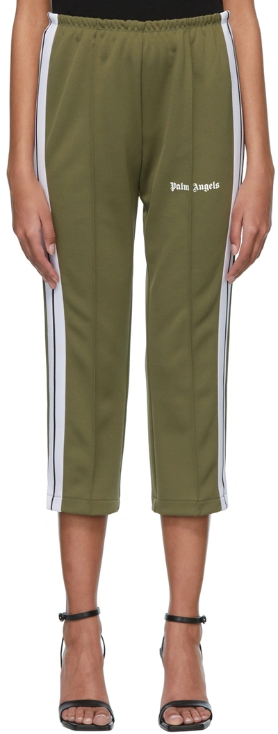 Palm Angels Green Polyester Lounge Pants In Military White