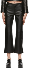 Ami Alexandre Mattiussi Black Cropped Leather Pants In 001 Black