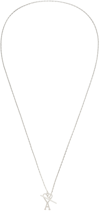 Ami Alexandre Mattiussi Silver Adc Chain Necklace In Silver/900