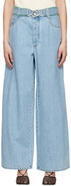 Bottega Veneta Belted High-waisted Wide-leg Jeans In 4946 Light Bleach