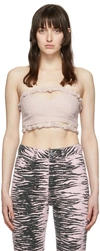 Ganni Ruched Hemp Cropped Halter Top In 428 Light Lilac