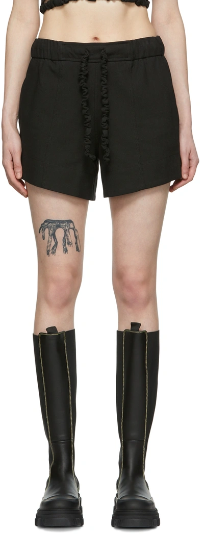 Ganni Black Organic Cotton Shorts In 099 Black