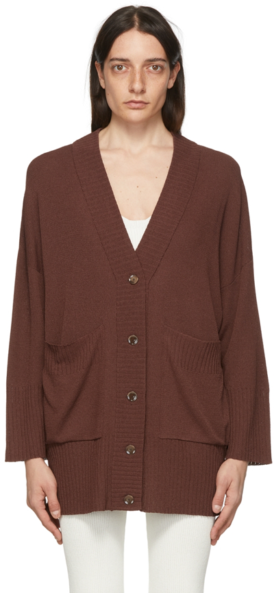 Aeron Jinotepe - Oversize Knitted Cardigan With Buttons In Dark Chocolate