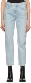 Agolde Mia Mid-rise Distressed Straight-leg Jeans In Blue