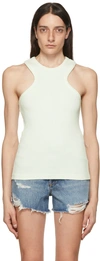 Agolde Bea Green Ribbed Stretch-cotton Tank In Green-lt