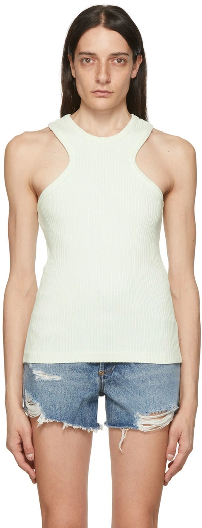 Agolde Bea Green Ribbed Stretch-cotton Tank In Honeydew
