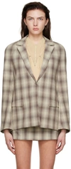 Knwls Exos Checked Single-breasted Blazer In Beige Plaid