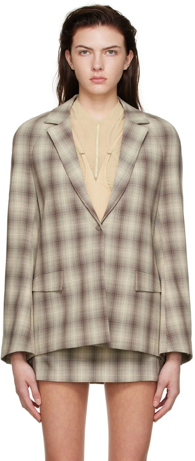Knwls Exos Checked Single-breasted Blazer In Neutrals