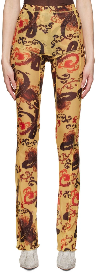 Knwls Halcyon Abstract-print Trousers In Gelb