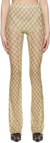 Knwls Yellow Polyester Trousers In Yellow Chain Argyle