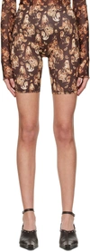 Knwls Brown Polyester Shorts In Paisley Dark