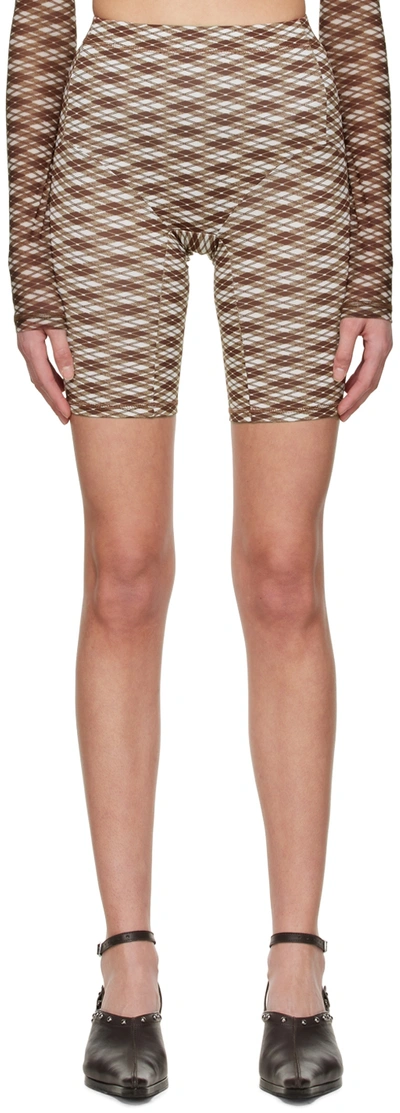 Knwls Brown Polyester Shorts In Argyle K