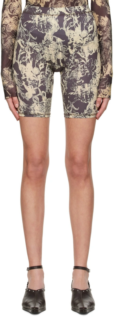Knwls Lena Floral-print Cycling Shorts In Gelb