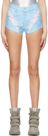 Isabel Marant Neida Patchwork-panel Detail Shorts In 30bu Blue