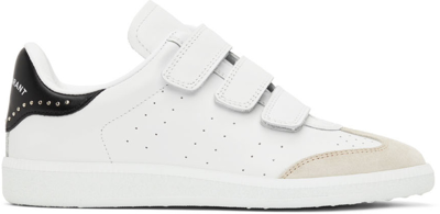 Isabel Marant Beth Crystal-detailed Perforated Suede-trimmed Leather Sneakers In White
