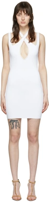 Balmain White Viscose Mini Dress In Gad White/gold