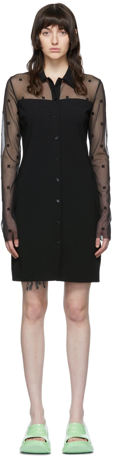 Givenchy Bi-material Shirt Dress In Black