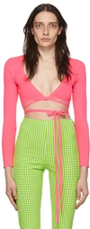 Msgm Pink Polyester Cardigan In 15 Fluo Pink
