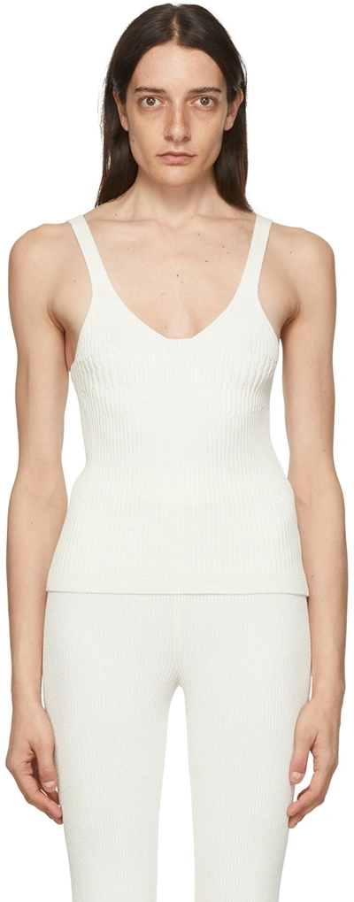 Aeron Kinez - Bust Detailed Ribbed Tank Top In Off White