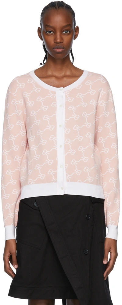 Rokh Monogram-print Button-up Cardigan In Pink