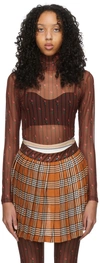 Shuting Qiu Black & Orange Polyester T-shirt In Brown