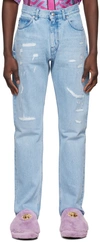 VERSACE BLUE DISTRESSED JEANS