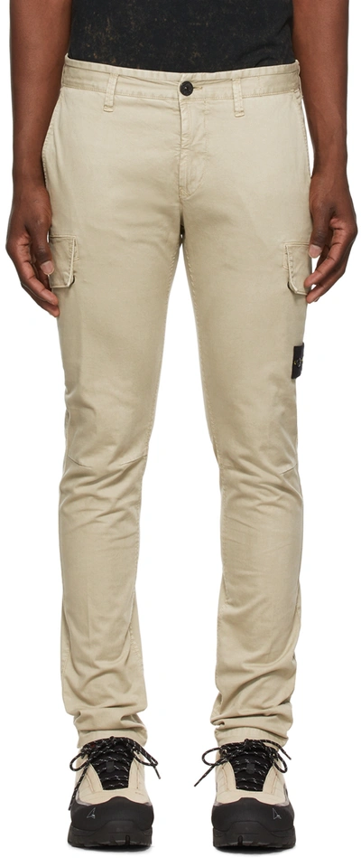 Stone Island Broken Twill Cargo Trousers In Beige