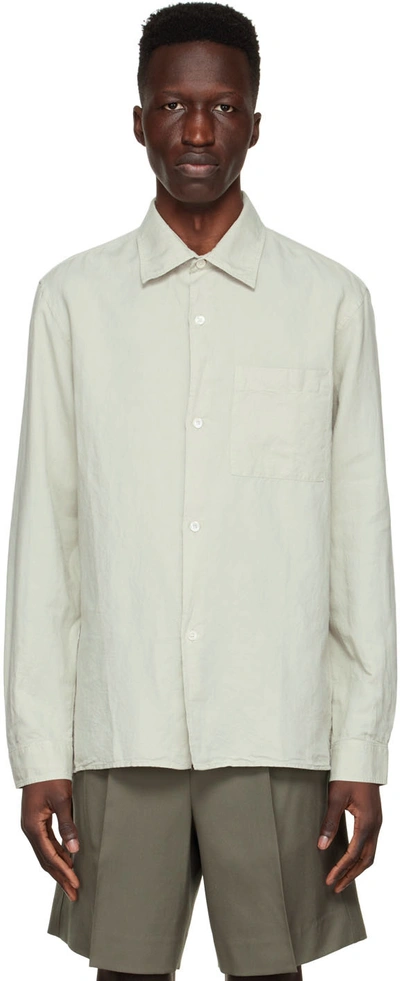 Another Aspect Green Cotton Shirt In Pale Olive Green