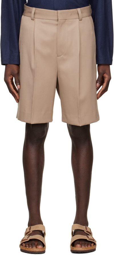 Another Aspect Brown Wool Shorts In Khaki