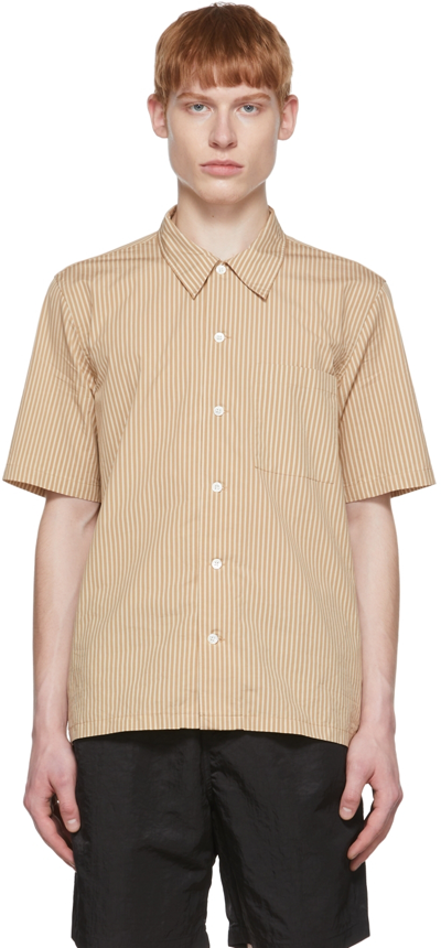 Sunflower Spacey Striped Short-sleeve Shirt In Beige