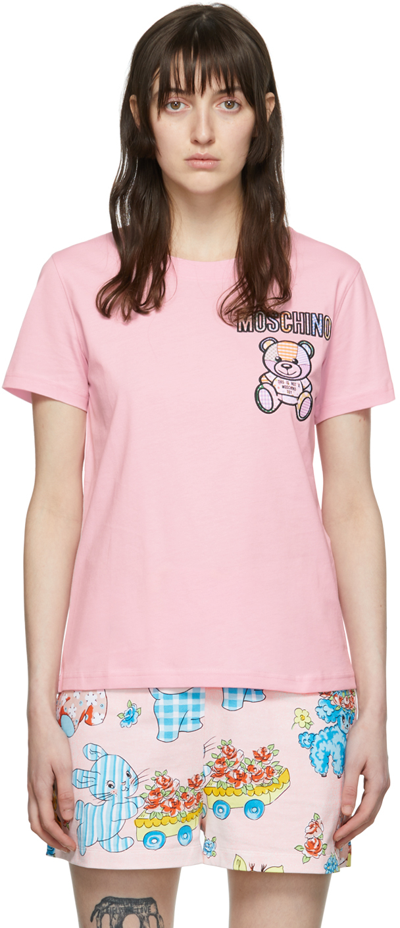 Moschino Teddy Bear Print T-shirt In Pink