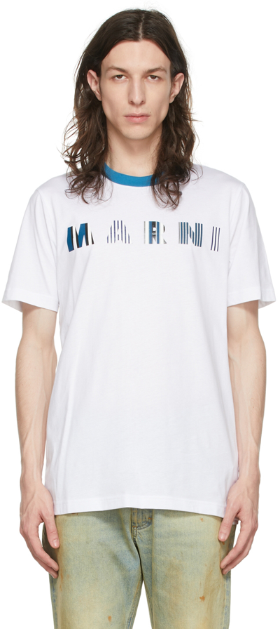 Marni Logo Print Cotton Jersey T-shirt In White